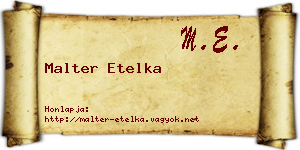 Malter Etelka névjegykártya